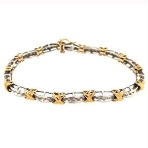 10k Two-Tone (gold/white gold) Diamond XO Bracelet